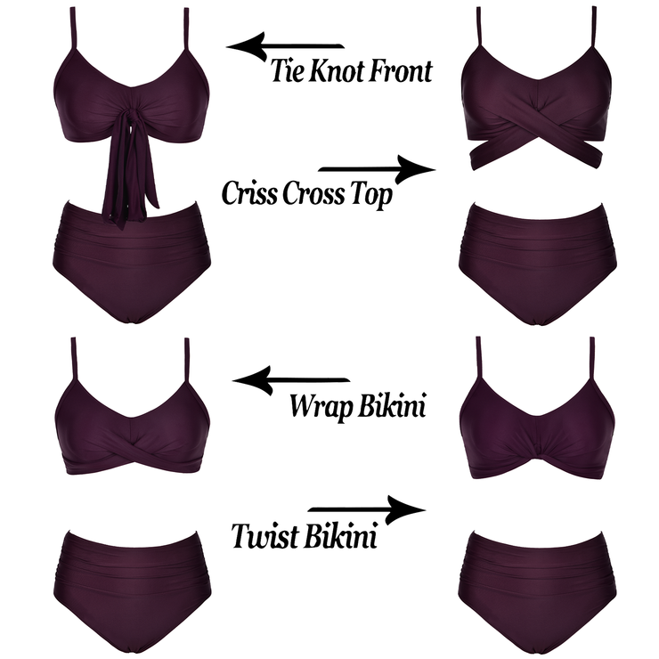 Fiprearl Women Wrap Bikini Set Push Up High Waisted Two Piece Swimsuit