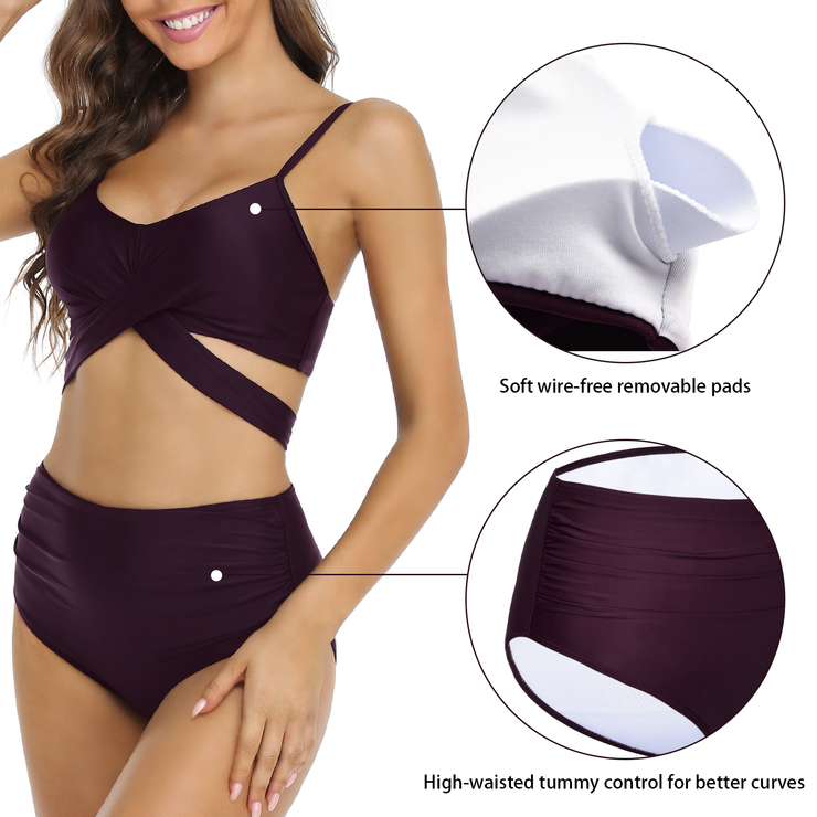 Fiprearl Women Wrap Bikini Set Push Up High Waisted Two Piece Swimsuit