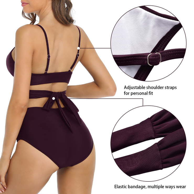 Fiprearl Women Wrap Bikini Set Push Up High Waisted Two Piece Swimsuit