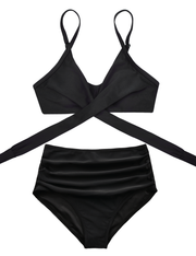 Fiprearl Women Wrap Bikini Set Push Up High Waisted Two Piece Swimsuit