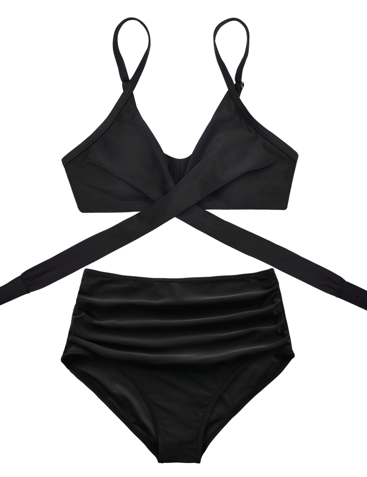 Fiprearl Women Wrap Bikini Set Push Up High Waisted Two Piece Swimsuit