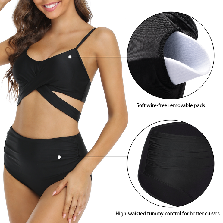Fiprearl Women Wrap Bikini Set Push Up High Waisted Two Piece Swimsuit