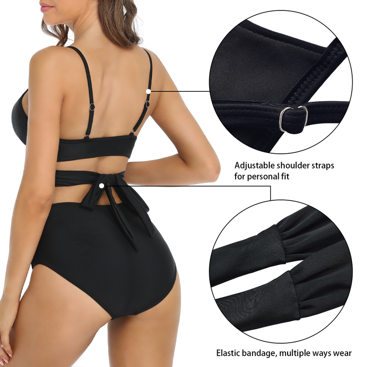 Fiprearl Women Wrap Bikini Set Push Up High Waisted Two Piece Swimsuit