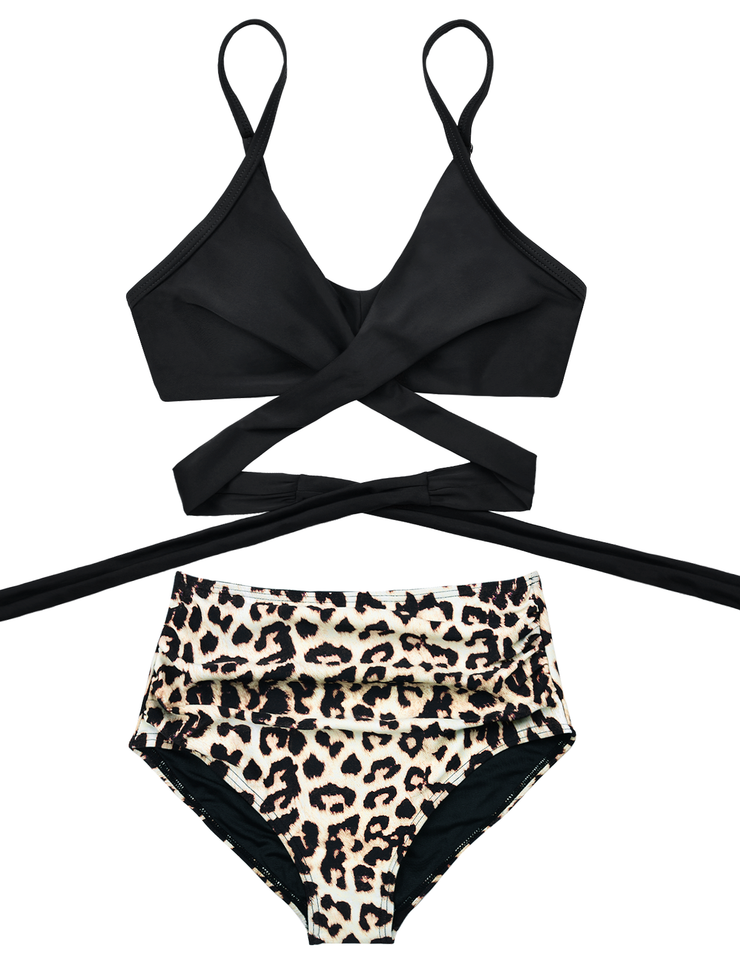 Fiprearl Women Wrap Bikini Set Push Up High Waisted Two Piece Swimsuit