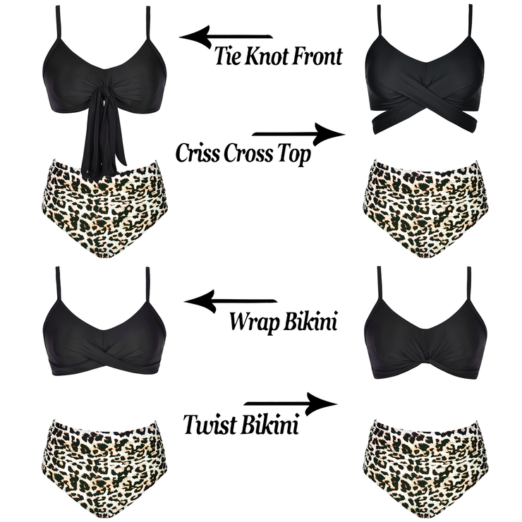 Fiprearl Women Wrap Bikini Set Push Up High Waisted Two Piece Swimsuit