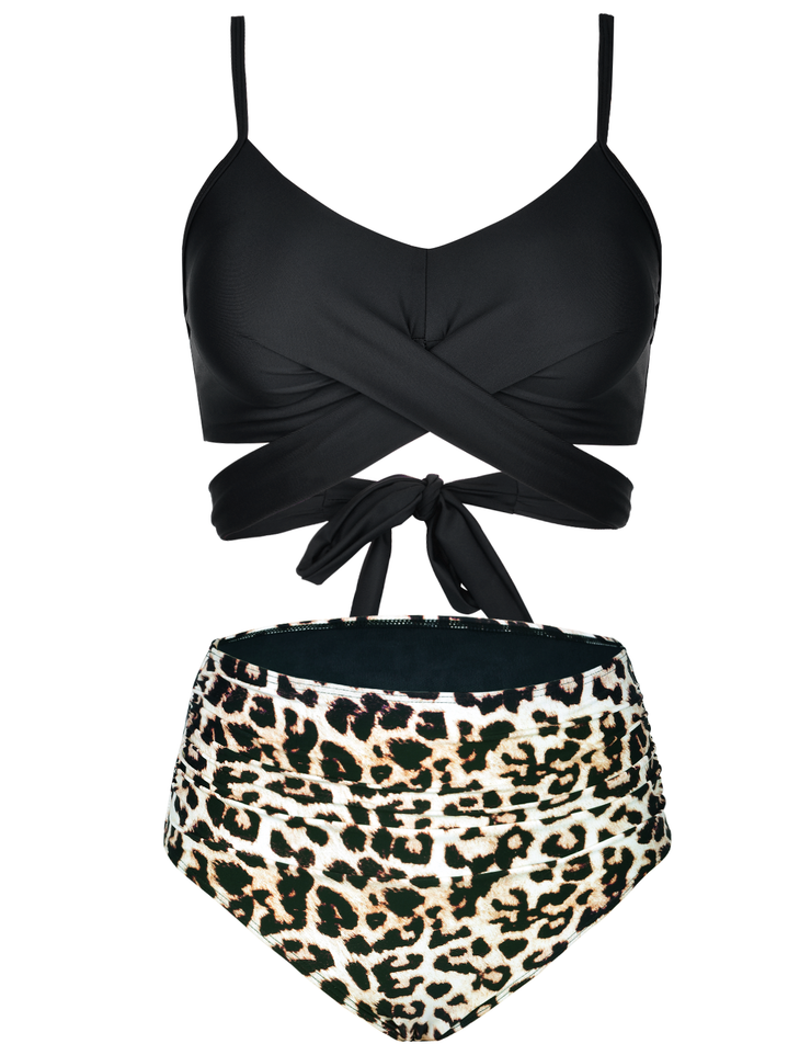 Fiprearl Women Wrap Bikini Set Push Up High Waisted Two Piece Swimsuit