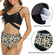 Fiprearl Women Wrap Bikini Set Push Up High Waisted Two Piece Swimsuit