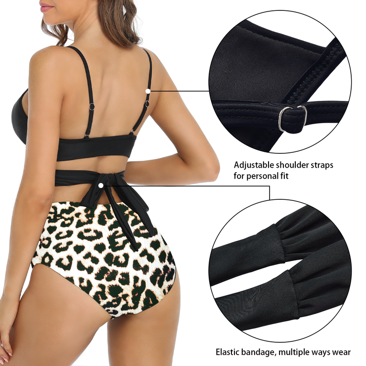 Fiprearl Women Wrap Bikini Set Push Up High Waisted Two Piece Swimsuit