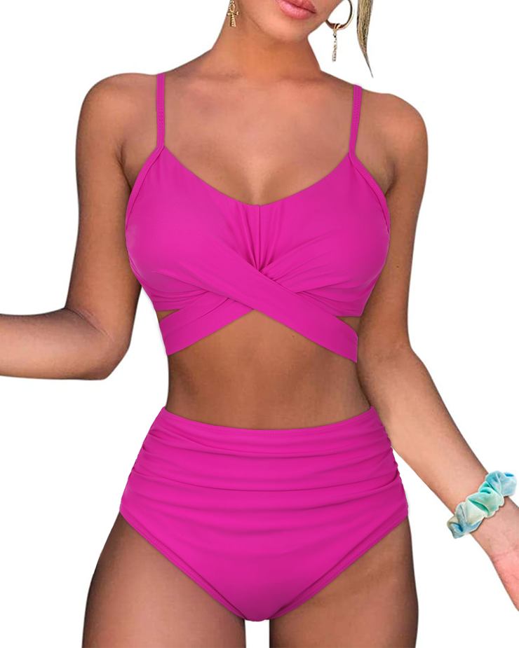 Fiprearl Women Wrap Bikini Set Push Up High Waisted Two Piece Swimsuit