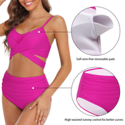 Fiprearl Women Wrap Bikini Set Push Up High Waisted Two Piece Swimsuit