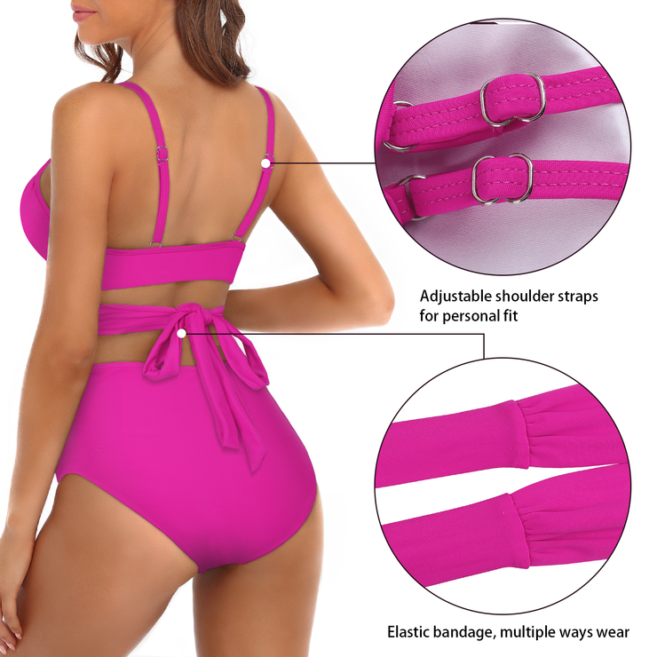 Fiprearl Women Wrap Bikini Set Push Up High Waisted Two Piece Swimsuit