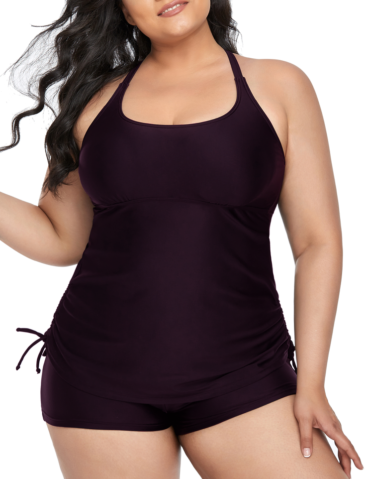 Firpearl Plus Size Bathing Suits for Women Two Piece Swimsuit Athletic Tankini Top with Shorts