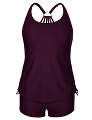 Firpearl Plus Size Bathing Suits for Women Two Piece Swimsuit Athletic Tankini Top with Shorts