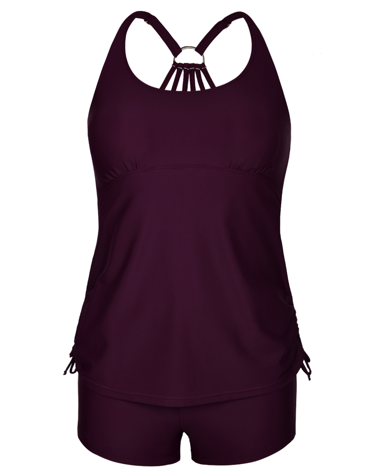 Firpearl Plus Size Bathing Suits for Women Two Piece Swimsuit Athletic Tankini Top with Shorts