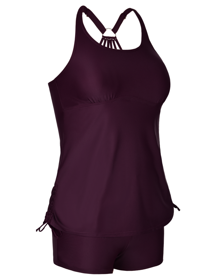 Firpearl Plus Size Bathing Suits for Women Two Piece Swimsuit Athletic Tankini Top with Shorts