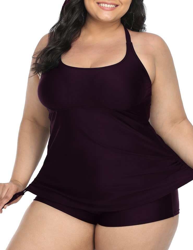 Firpearl Plus Size Bathing Suits for Women Two Piece Swimsuit Athletic Tankini Top with Shorts