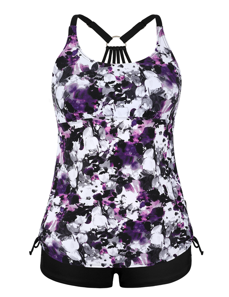 Firpearl Plus Size Bathing Suits for Women Two Piece Swimsuit Athletic Tankini Top with Shorts