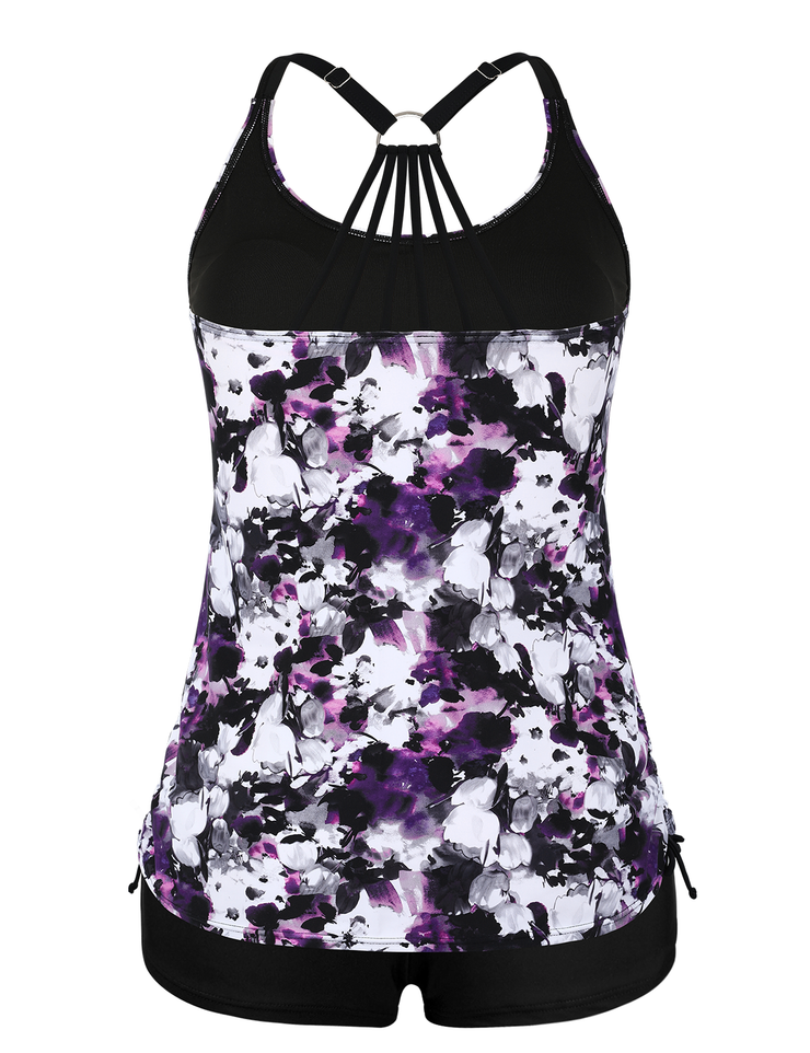 Firpearl Plus Size Bathing Suits for Women Two Piece Swimsuit Athletic Tankini Top with Shorts