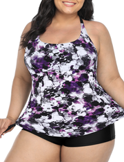 Firpearl Plus Size Bathing Suits for Women Two Piece Swimsuit Athletic Tankini Top with Shorts
