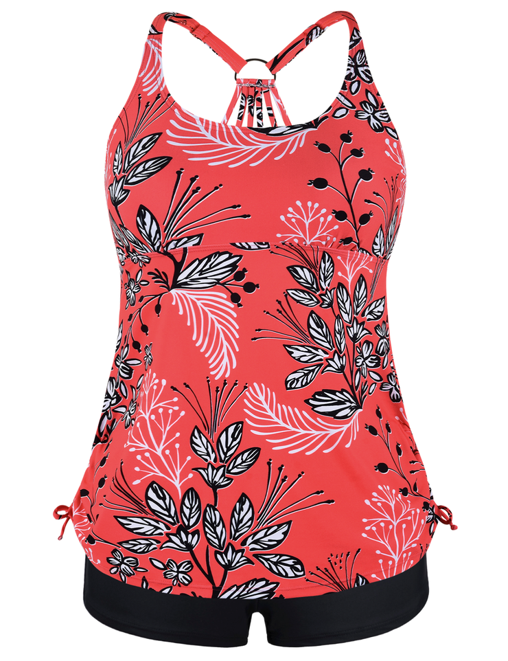 Firpearl Plus Size Bathing Suits for Women Two Piece Swimsuit Athletic Tankini Top with Shorts