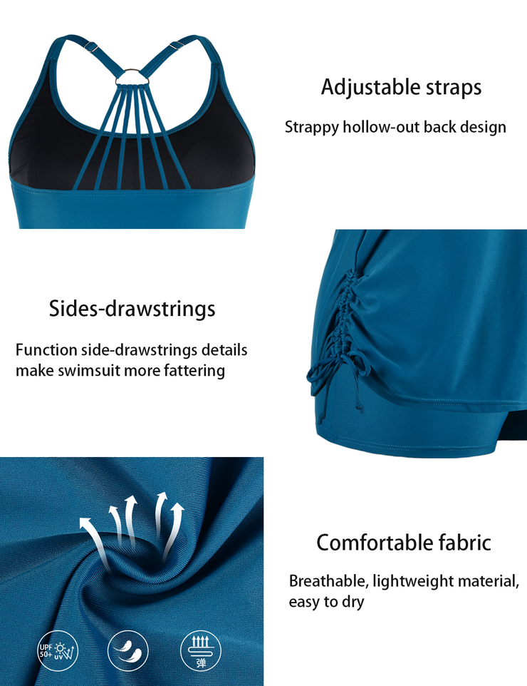 Firpearl Plus Size Bathing Suits for Women Two Piece Swimsuit Athletic Tankini Top with Shorts