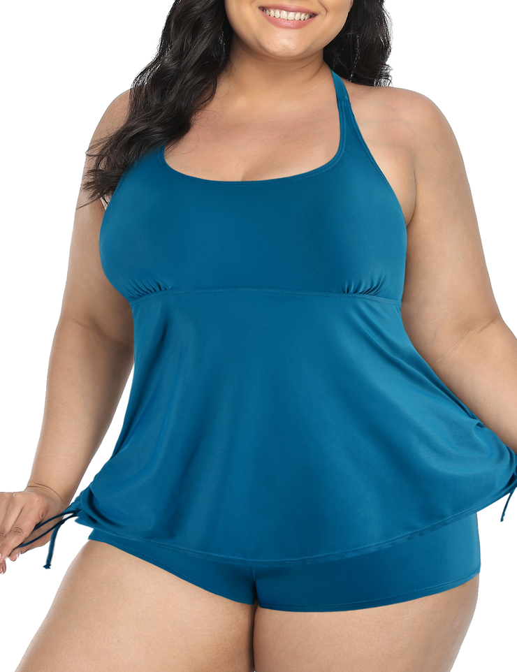 Firpearl Plus Size Bathing Suits for Women Two Piece Swimsuit Athletic Tankini Top with Shorts