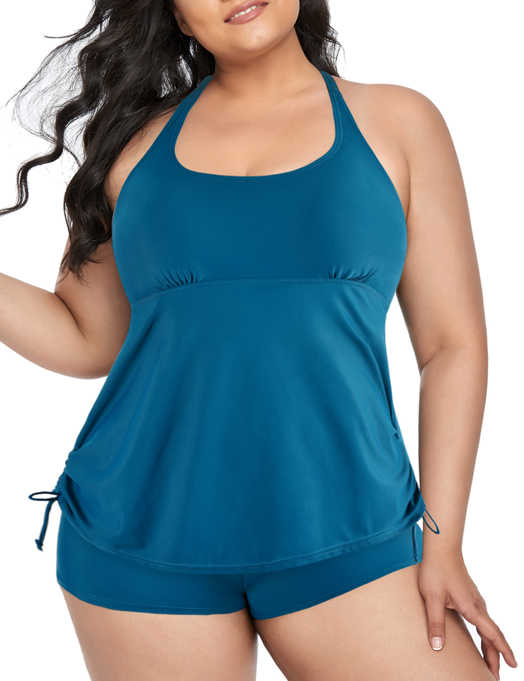 Firpearl Plus Size Bathing Suits for Women Two Piece Swimsuit Athletic Tankini Top with Shorts