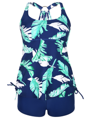 Firpearl Plus Size Bathing Suits for Women Two Piece Swimsuit Athletic Tankini Top with Shorts