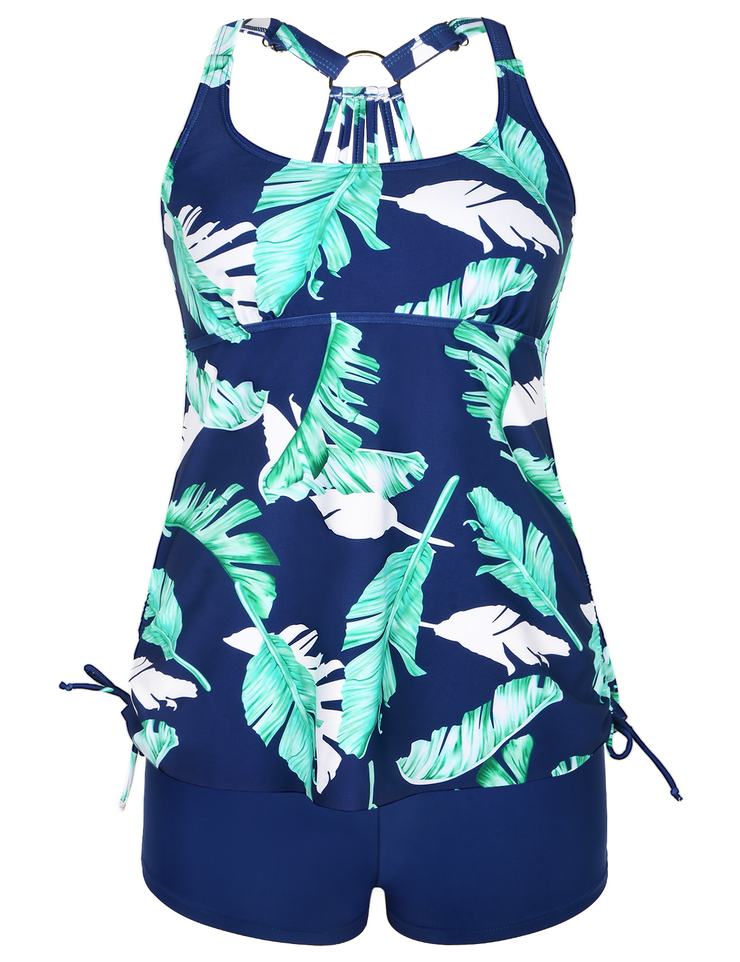 Firpearl Plus Size Bathing Suits for Women Two Piece Swimsuit Athletic Tankini Top with Shorts