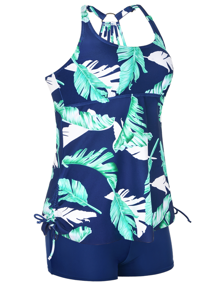Firpearl Plus Size Bathing Suits for Women Two Piece Swimsuit Athletic Tankini Top with Shorts