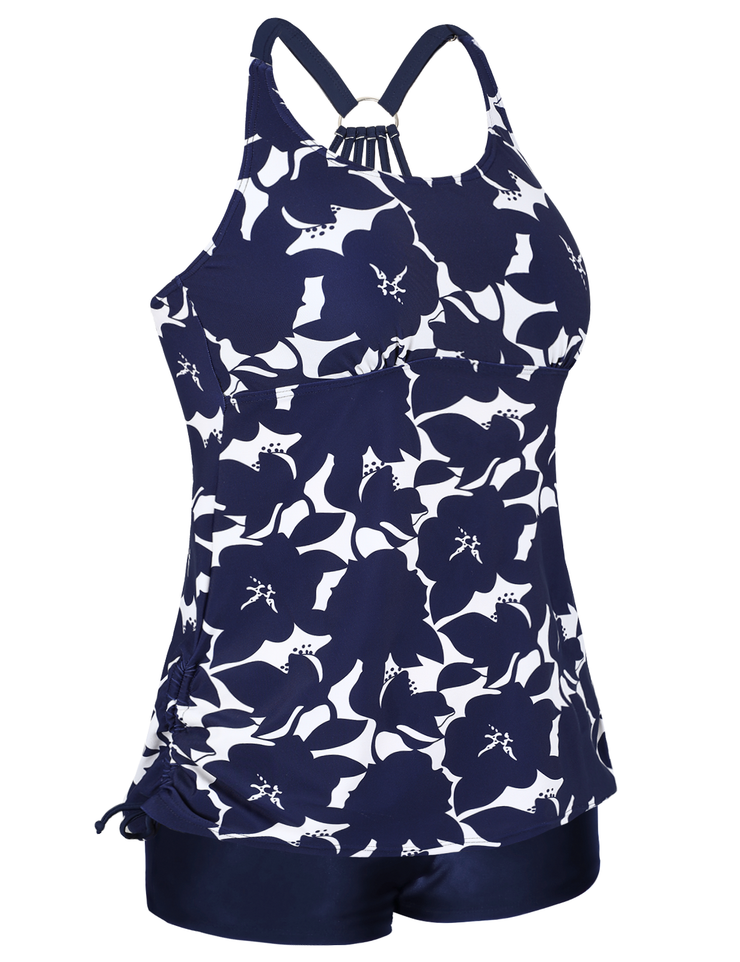 Firpearl Plus Size Bathing Suits for Women Two Piece Swimsuit Athletic Tankini Top with Shorts