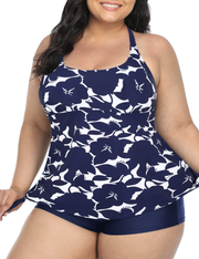 Firpearl Plus Size Bathing Suits for Women Two Piece Swimsuit Athletic Tankini Top with Shorts