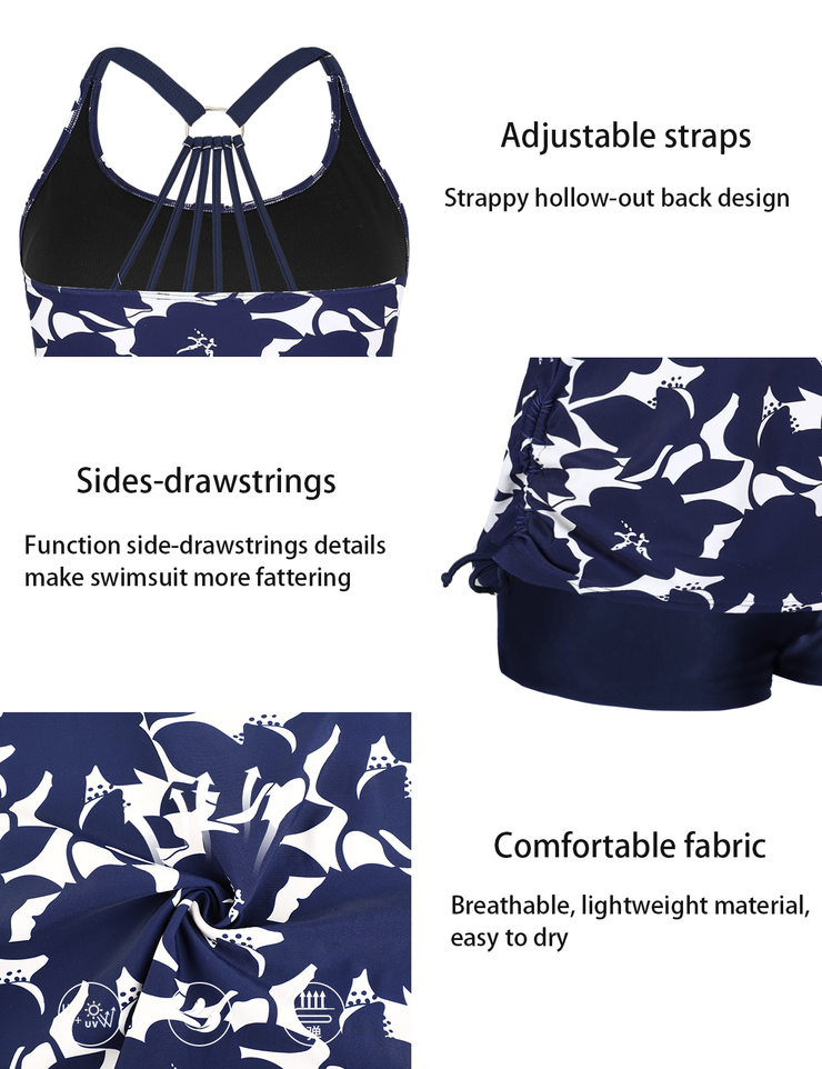 Firpearl Plus Size Bathing Suits for Women Two Piece Swimsuit Athletic Tankini Top with Shorts