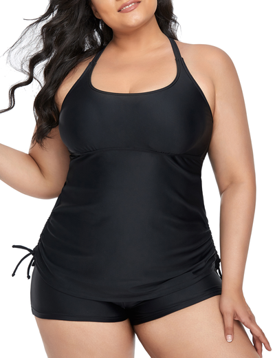 Firpearl Plus Size Bathing Suits for Women Two Piece Swimsuit Athletic Tankini Top with Shorts