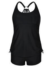 Firpearl Plus Size Bathing Suits for Women Two Piece Swimsuit Athletic Tankini Top with Shorts