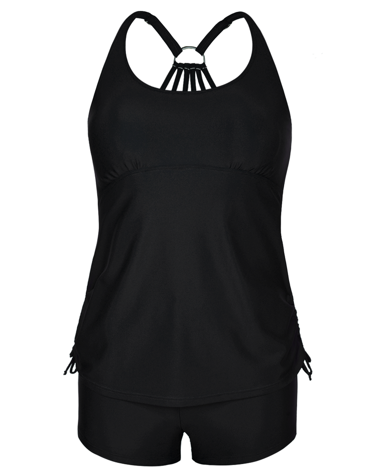 Firpearl Plus Size Bathing Suits for Women Two Piece Swimsuit Athletic Tankini Top with Shorts