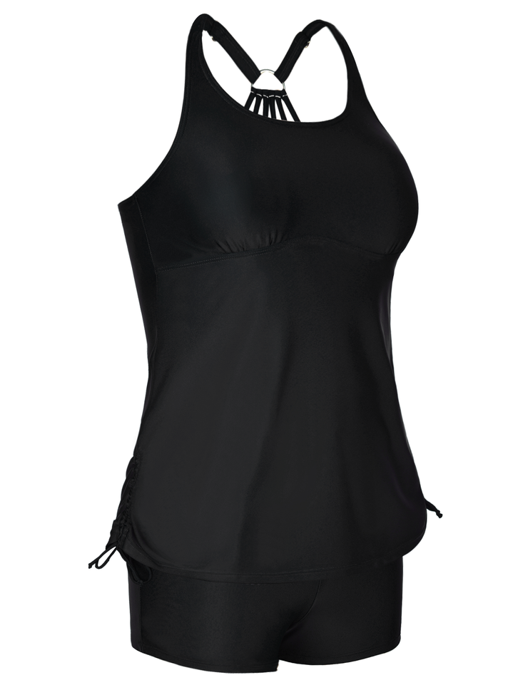 Firpearl Plus Size Bathing Suits for Women Two Piece Swimsuit Athletic Tankini Top with Shorts