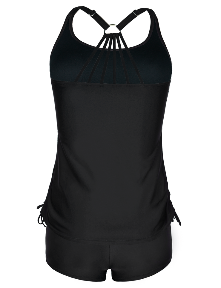Firpearl Plus Size Bathing Suits for Women Two Piece Swimsuit Athletic Tankini Top with Shorts