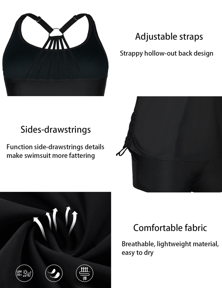 Firpearl Plus Size Bathing Suits for Women Two Piece Swimsuit Athletic Tankini Top with Shorts