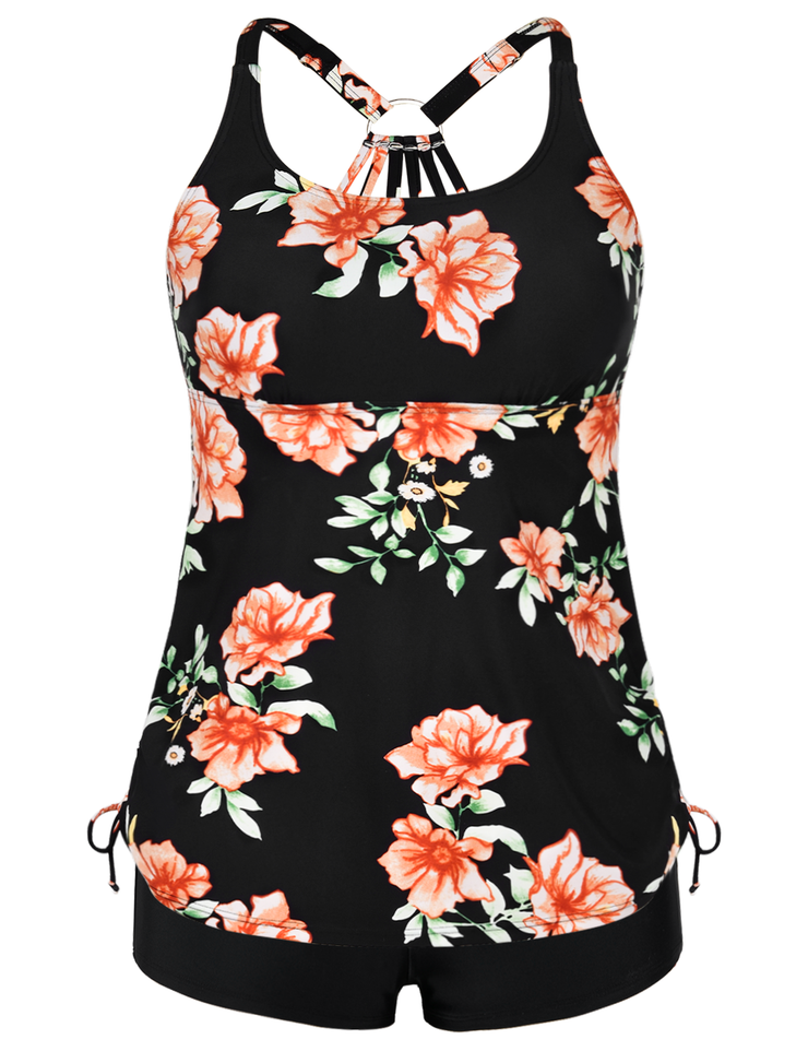 Firpearl Plus Size Bathing Suits for Women Two Piece Swimsuit Athletic Tankini Top with Shorts