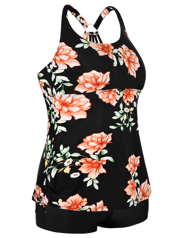 Firpearl Plus Size Bathing Suits for Women Two Piece Swimsuit Athletic Tankini Top with Shorts