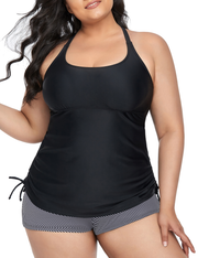 Firpearl Plus Size Bathing Suits for Women Two Piece Swimsuit Athletic Tankini Top with Shorts