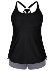 Firpearl Plus Size Bathing Suits for Women Two Piece Swimsuit Athletic Tankini Top with Shorts