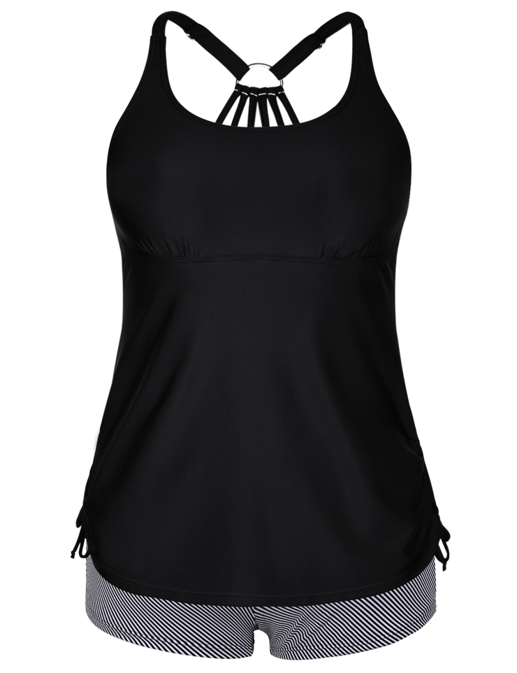Firpearl Plus Size Bathing Suits for Women Two Piece Swimsuit Athletic Tankini Top with Shorts