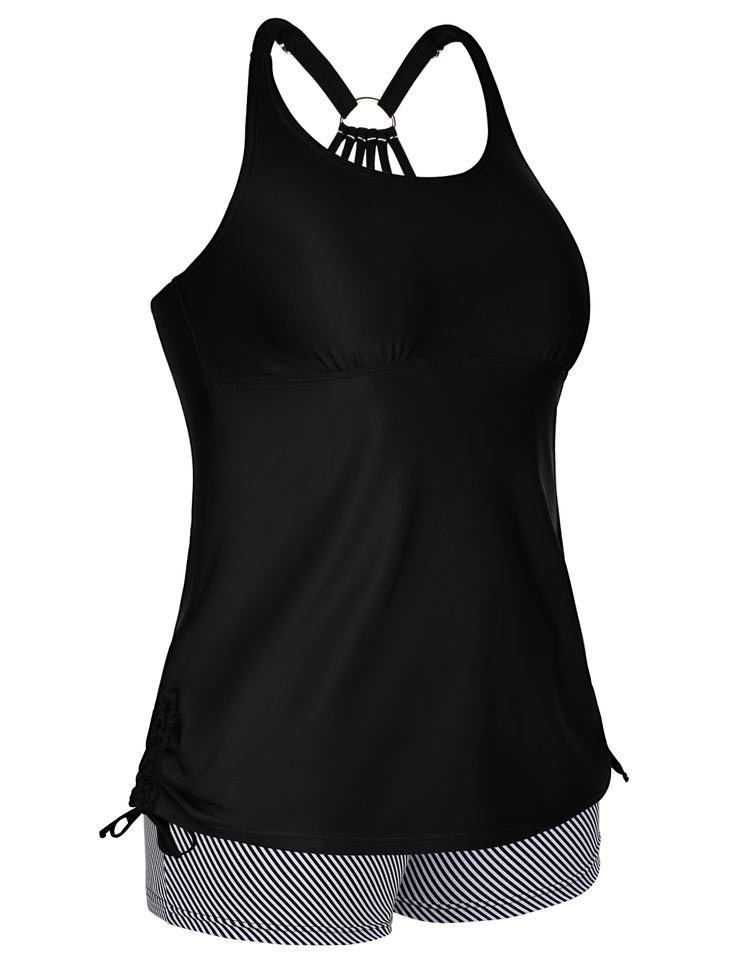 Firpearl Plus Size Bathing Suits for Women Two Piece Swimsuit Athletic Tankini Top with Shorts