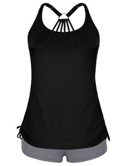Firpearl Plus Size Bathing Suits for Women Two Piece Swimsuit Athletic Tankini Top with Shorts