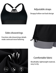 Firpearl Plus Size Bathing Suits for Women Two Piece Swimsuit Athletic Tankini Top with Shorts