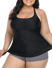 Firpearl Plus Size Bathing Suits for Women Two Piece Swimsuit Athletic Tankini Top with Shorts