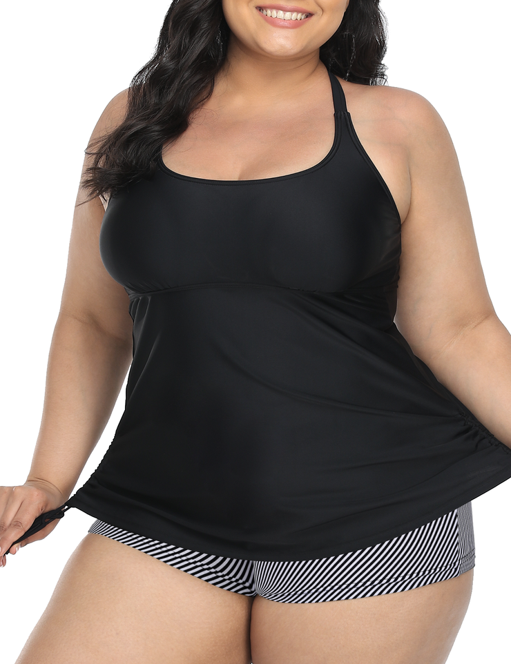 Firpearl Plus Size Bathing Suits for Women Two Piece Swimsuit Athletic Tankini Top with Shorts