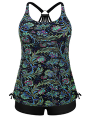 Firpearl Plus Size Bathing Suits for Women Two Piece Swimsuit Athletic Tankini Top with Shorts